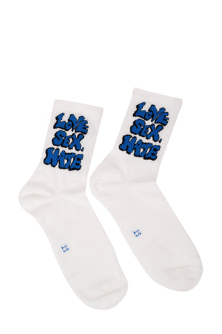 Love Sex Hate Blue Print Socks