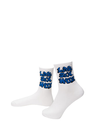 Love Sex Hate Blue Print Socks