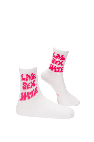 Love Sex Hate Pink Print Socks