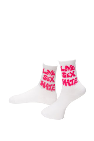 Love Sex Hate Pink Print Socks