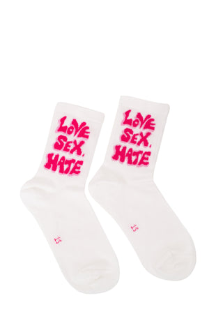 Love Sex Hate Pink Print Socks